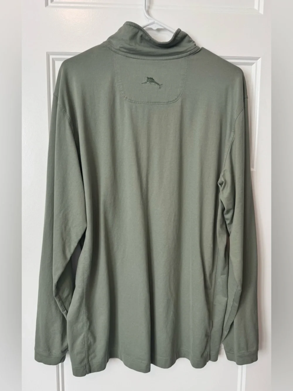 Tommy Bahama Quarter Zip Pullover Mens LSage Green Pima Cotton Modal Mock Neck